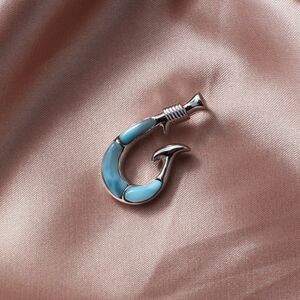 925 Sterling Silver, Larimar Necklace, Hook Gemstones Necklace